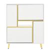 Modern Shoe Cabinet, White Shoe Cabinet with High-Gloss Front and 16-Color LED Light (80 x 25 x 96 cm)