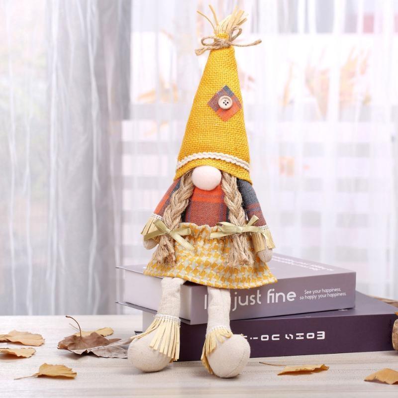 2023 New Harvest Straw Dwarf Doll Ornaments Christmas Rudolf Thanksgiving Faceless Doll Home Decoration Gift 1pcs