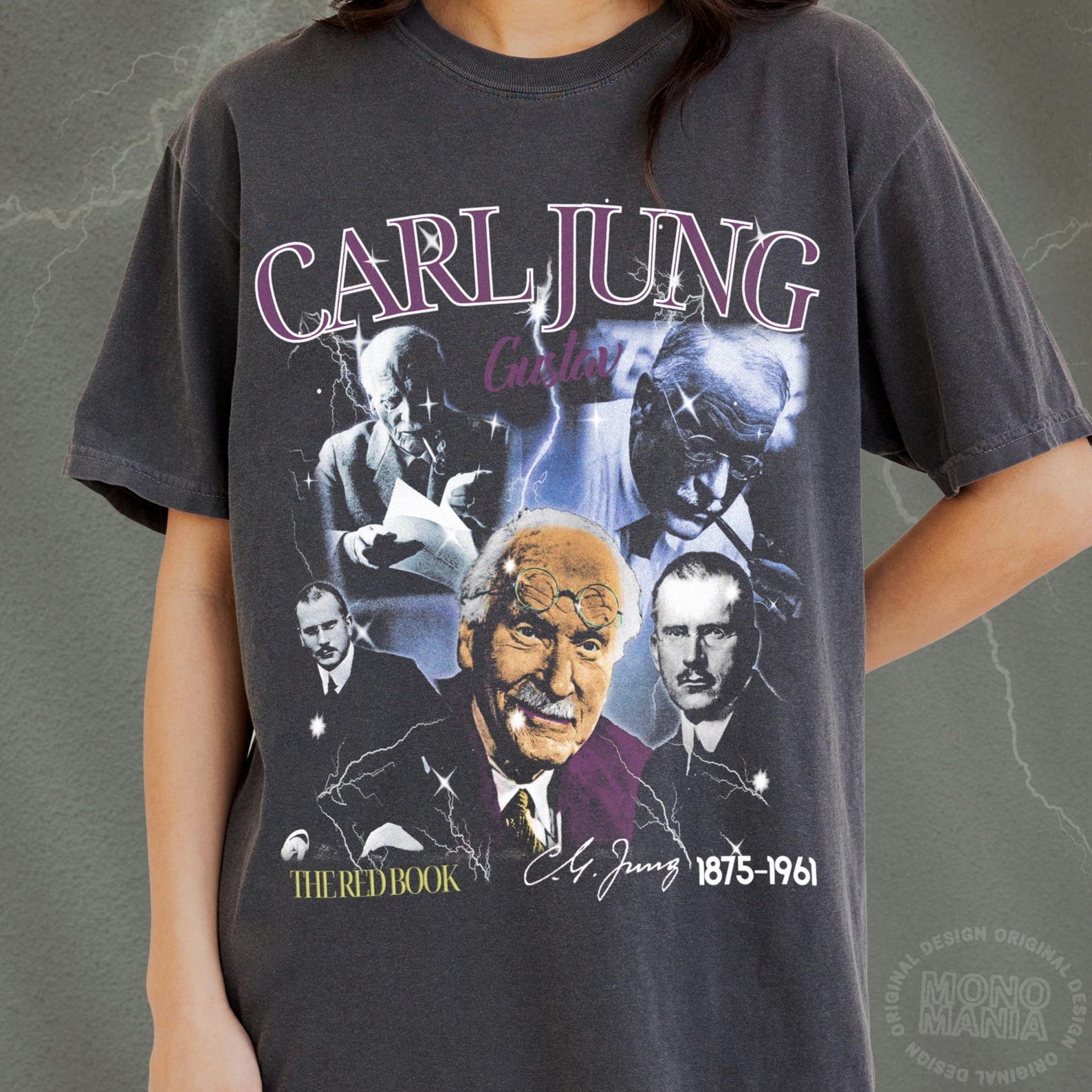 Carl Jung tshirt vintage 90s gangsta lightning shirt psychology gift philosophy tshirt 4XL