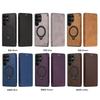 Magnetic Close Leather Flip Cover Case for Samsung Galaxy S25 Ultra S24 S23 S22 Ultra FE Wireless Charging 360 Rotating Bracket