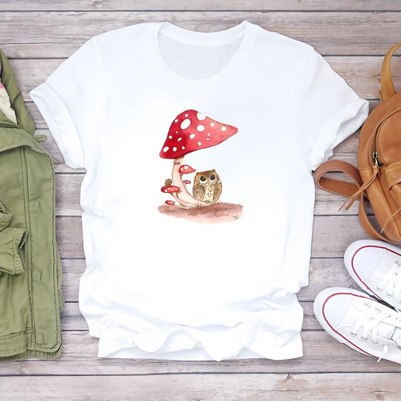 Summer trendy cute printed women's T-shirt, short-sleeve daily fashion top for women, stylish and comfortable.