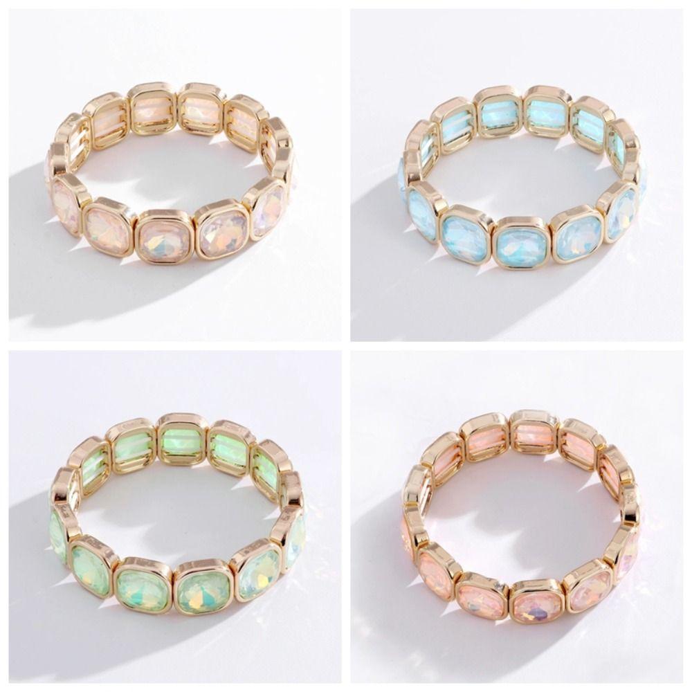Square Glass Bracelets Beaded Bracelets Boho Crystal Beads Bracelet  Gift