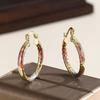 1 Pair of able Tricolor Gold Color Circle Hanging Earrings, Women's Daily Minimalist Design Party Jewelry Gift