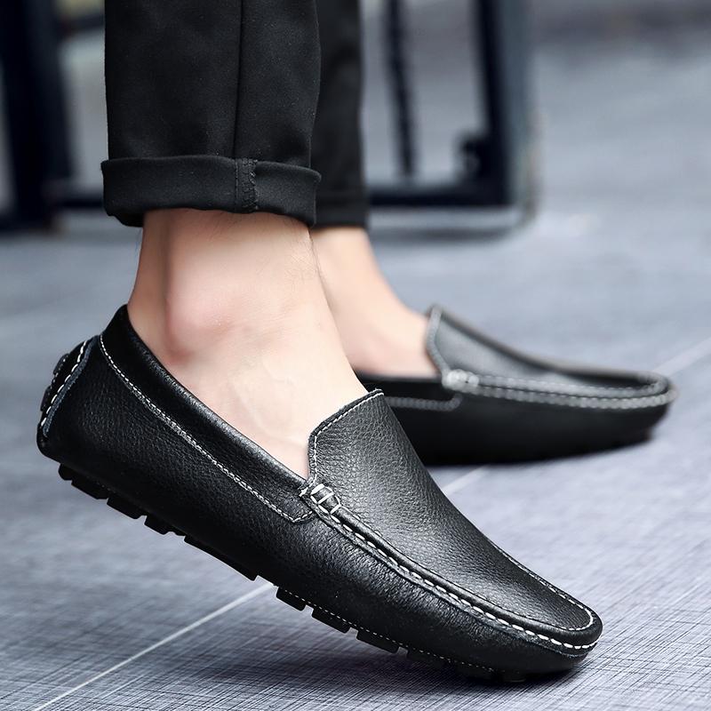 Leather Breathable Mocasines Casual Loafers Leather Shoes For Men Slip On Formal Italian Driving Flat Chaussure Homme Large Size