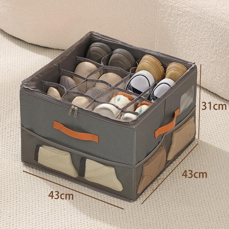 Heavy-Duty Foldable Nylon Storage Box with Lid Clear Front Panel Dustproof Shoe Organizer for Shoes And Clothes