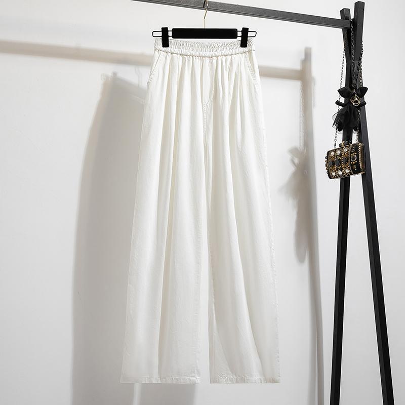 DIMANAF 2026 Sommer Neu Übergröße Damen Lange Hosen Dünn Locker Freizeit Elastischer Bund Mode Damen Unterteile Kleidung Jeans Blau
