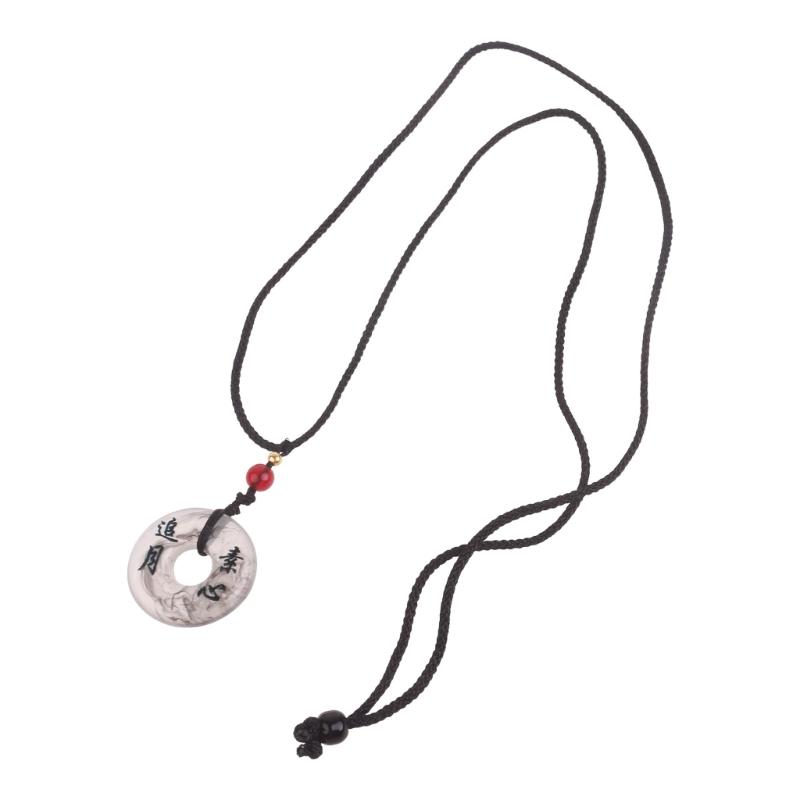 Traditional Chinese Character Good Luck Pendant Necklace Adjustable Rope Peace Buckle Pendant Clavicle Chain Jewelry