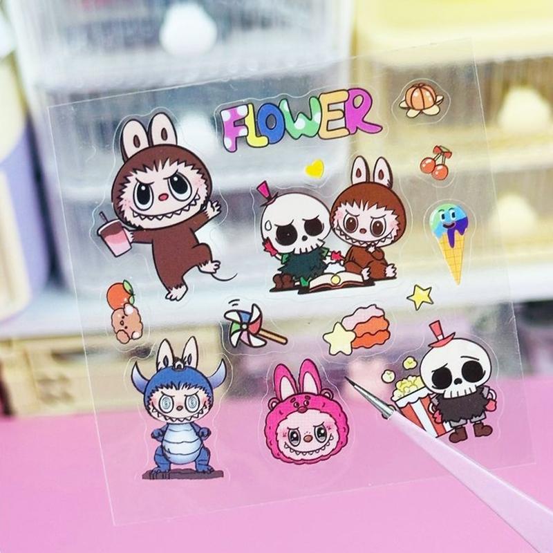 5 ks Samolepky Labubu Samolepky na studentský pohár Kawaii DIY Scrapbook Příručka Deník Estetická samolepka Školní papírnictví