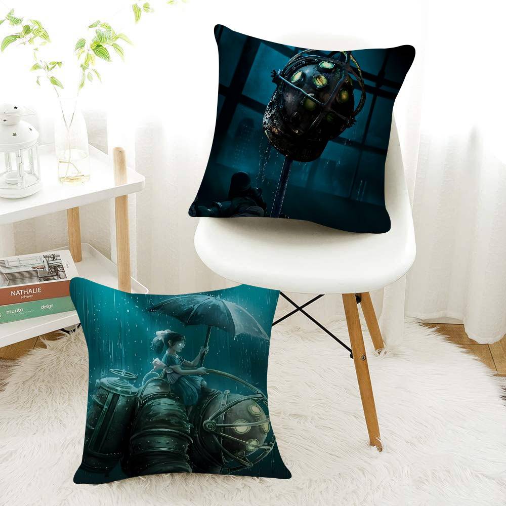 1Pc Bioshock Game Cushion Cover Car Throw Pillow Case For Sofa Car Christmas Gift