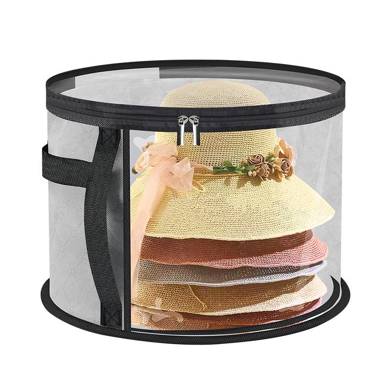 

Portable Round Transparent Hat Storage Bag with Handle for Travel 42x42x26 cm