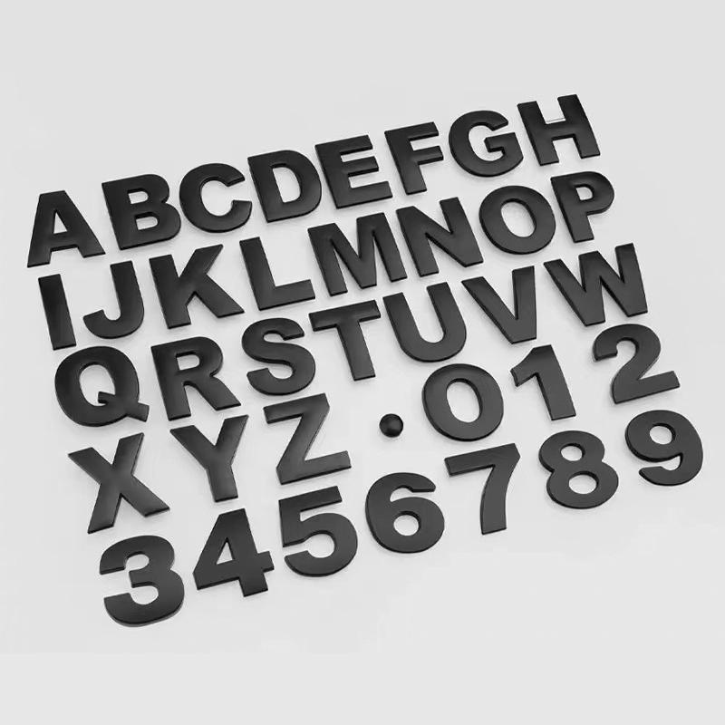 3D Metal DIY Letters Alphabet Numbers Emblem Decal Digital Badge Car Styling Rear Trunk Logo Sticker Accessories Motorcycle
