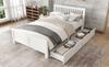Wooden Bed, Double Bed, Youth Bed, Adult Bed, with Storage Drawers, Frame Made of Pine Wood, White (140x200cm)