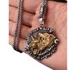 Viking Double Wolf Head Rune Pendant Necklace Hip Hop Long Jewelry Pendant