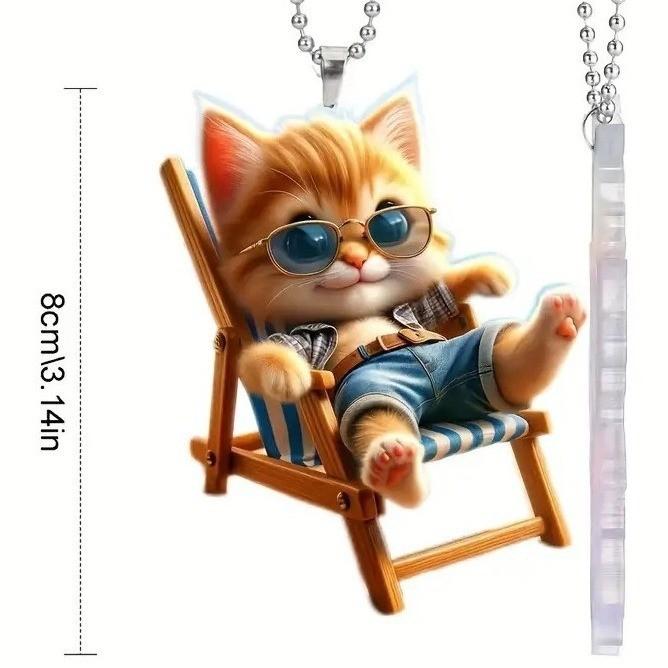 Adorable Cute Cat Acrylic Car Hanging Decoration Backpack Accessory Home Decor