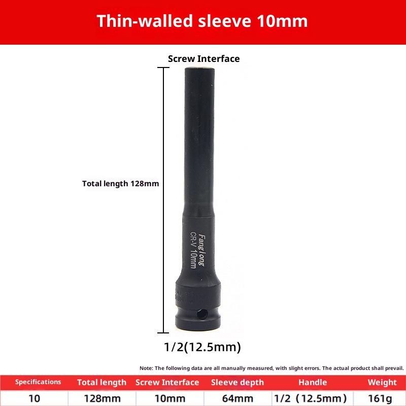 2In1 8-12Mm Long Impact Hex Socket Set Wrench Hex Socket With Variation 1/2"Drive Carbon Black Steel