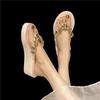 Fashion Summer New Water Diamond Flip Flops Women's Slope Heel Fashion Clip Toe Womens Shoes Casual Wear Non Slip Mid Heel Beach Sandals