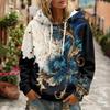 Women's Floral Print Hoodie with Pocket and Long Sleeve Casual Sweatshirt