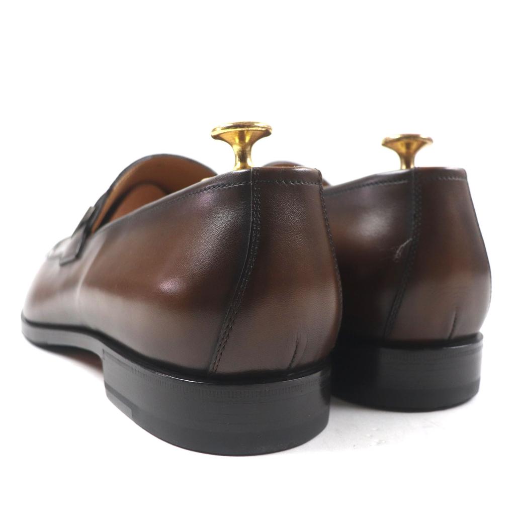 BERLUTI loafers Refret Patine U-tip Logo engraved Metal Brown leather mens 9.5 Used