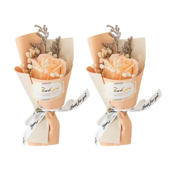 1/2Pcs Mini Fake Rose Sunflower Bouquet Handcrafted Soap Flower Petals Artificial Floral Decoration Valentine's Day Anniversary Birthday Romantic Gift