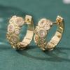 Exquisite Elegant Synthetic Zirconia Flower Hoop Earrings for Women's  Golden Plated Wedding Banquet Jewelry Accessories