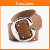 Hop Hip Inspired Women Leather Belt With Double Row Rivets And Large C Buckle
