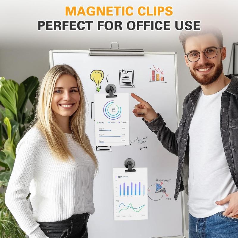 12-Pack Colorful Magnetic Clips with Anti-Scratch Sticky Pads, Refrigerator and Whiteboard Magnets for Home, Kitchen and Office