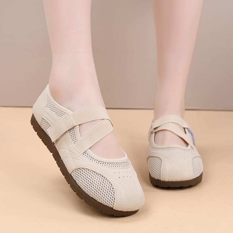 2026 Summer New Mary Jane Mesh Slip-On Shoes for Middle-Aged and Elderly Women - Breathable, Thin Sole Casual Footwear