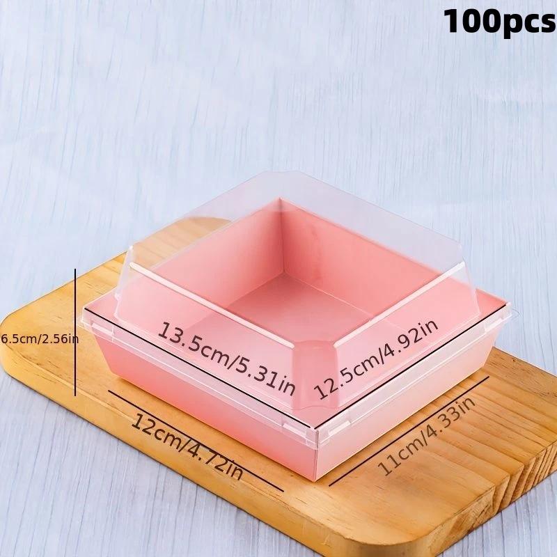100pcs baking transparent sandwich packaging box Dessert cake Snow Mei Niang thousand layer packing baking cake box