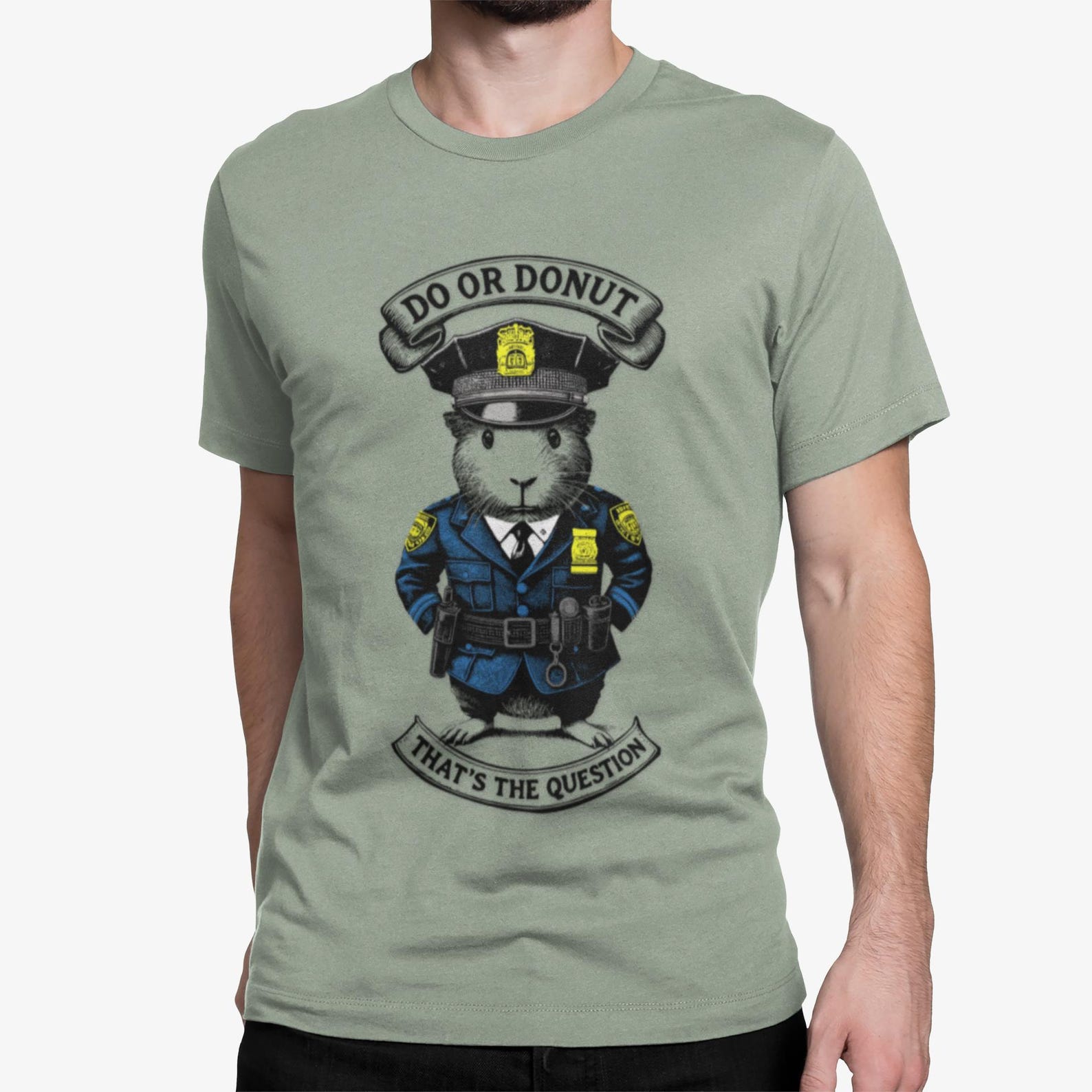 Funny Guinea Pig Cop T-Shirt, Animal Police Costume Tee M