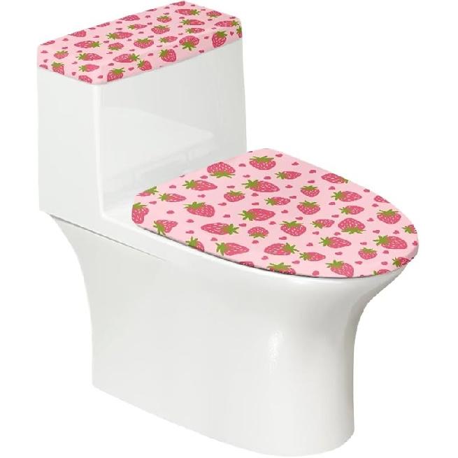 Blue Print Toilet Lid Cover and Toilet Tank Cover Bathroom Toilet Lid and Tank Dsut Cover Bathroom Accessories Stretchy Toilets Dust Covers for Round