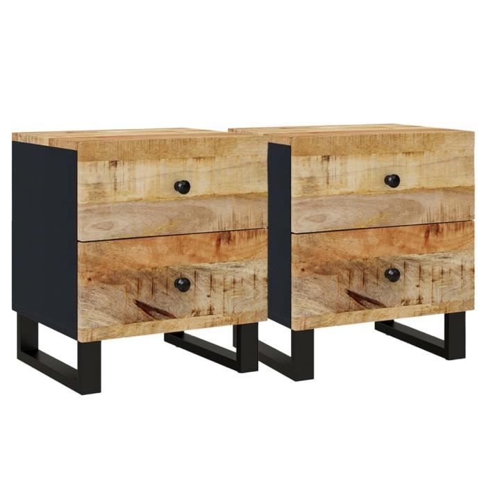 VidaXL Tables de chevet 2 pcs 40x33x46 cm Bois de manguier solide345215