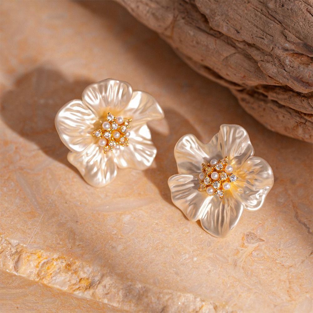 Camellia Shape Flower Earrings Creative Women's Elegant Earrings  Jewelry Accessories