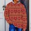 Men's Neck Christmas Print Knit Sweater for Fall and Winter