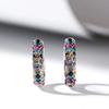 Exquisite Geometric Circle Colorful Zircon Hoop Earrings for Women Korea Jewelry Wedding Bride Accessory Gift