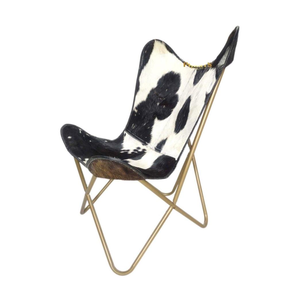 Scaun Fluture - Scaun de Birou din Piele Naturală, Scaun de Relaxare Făcut Manual