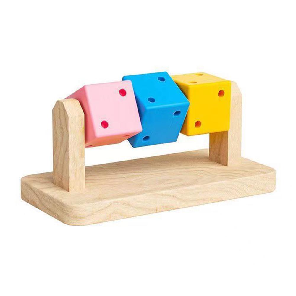 

Colorful Wooden Hamster Chew Toy Grinding Teeth Toy Cube Exercise Intelligence Training Pet Supplies for Small Animals Birds Parrots