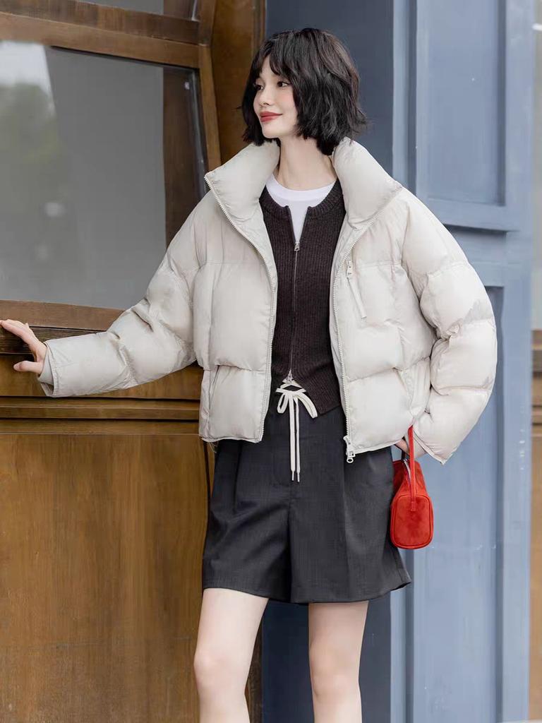 Down jacket women's new winter thickened short stand-up collar loose versatile bread jacket