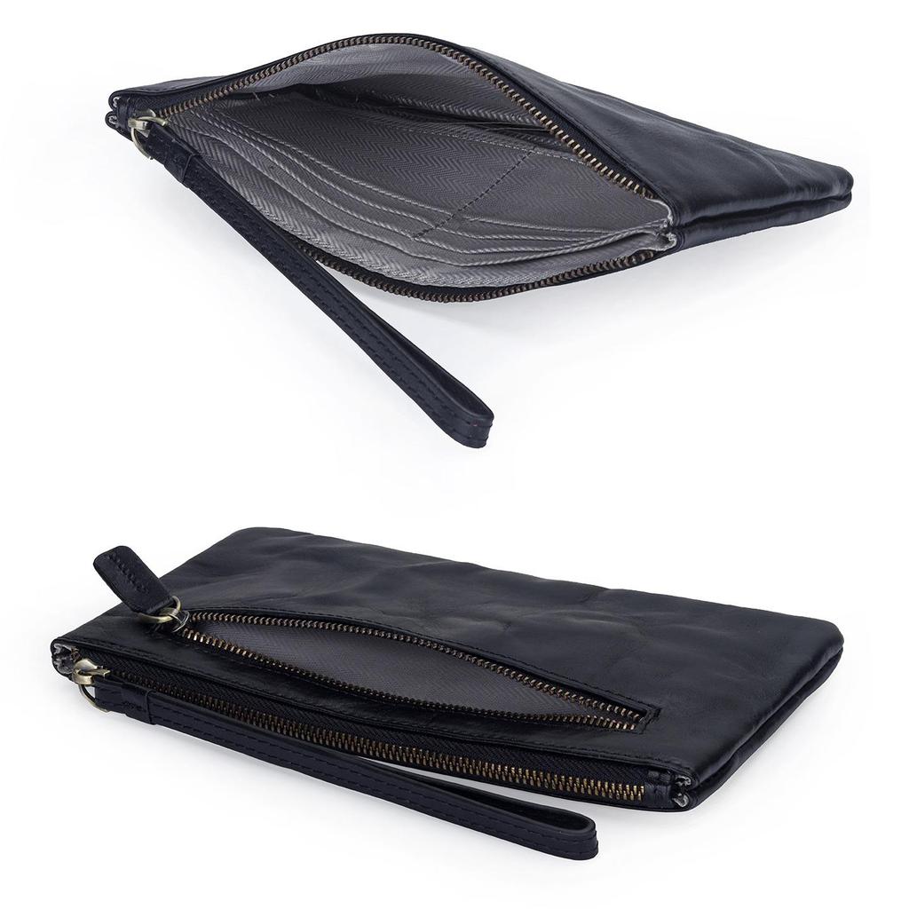 Unisex Retro Vegetable-Tanned Leather Wallet & Phone Clutch
