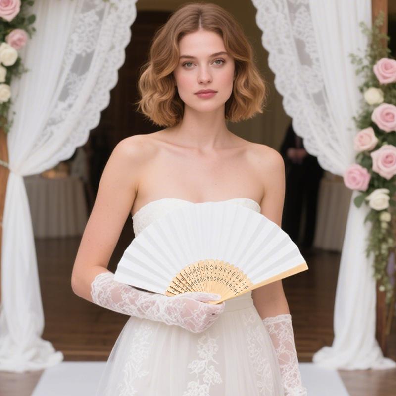 Summer portable fan DIY hand drawn paper fan One size белый