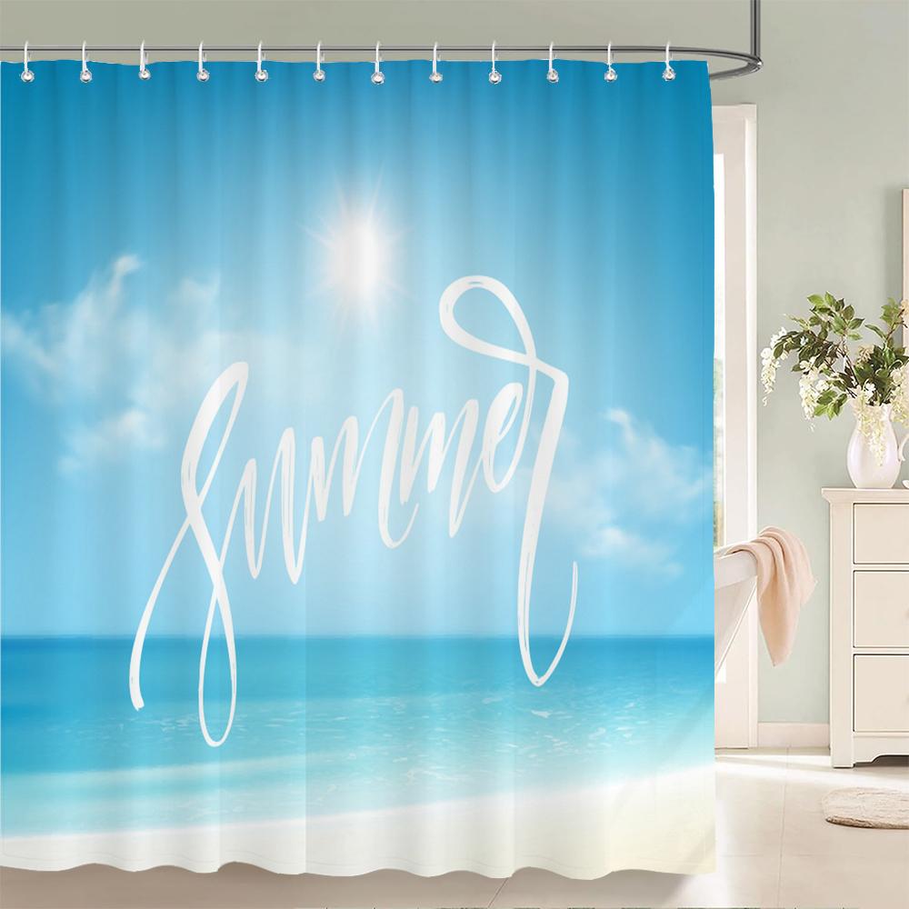 Moderner Minimalistischer Stil Duschvorhang Bedruckter Polyesterstoff Badezimmer Vorhänge Heim Badezimmer Badewannen Dekor Vorhang Mit Haken