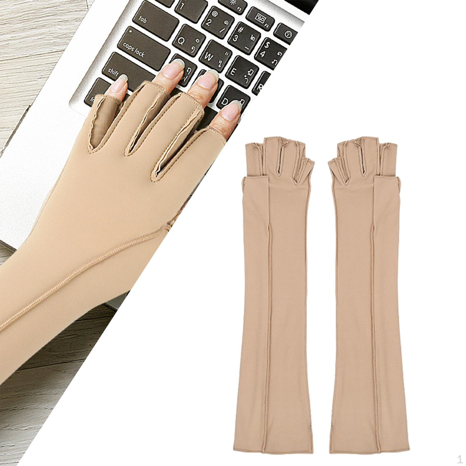 

Длинные компрессионные перчатки для велоспорта, дышащие, противоскользящие, без пальцев, для игр на работе жёлтый