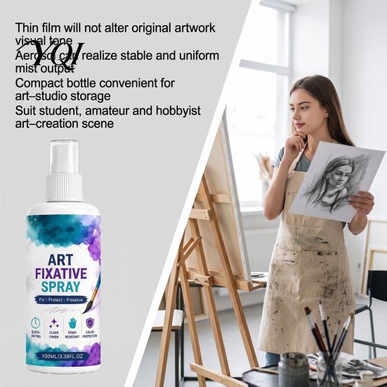 Pastel Painting Protection Art Fixative Spray, Smudge-Proof Protection, Quick-Drying Clear Coating, Non Yellowing, 3.4Oz Drawing And Sketching