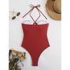 Sexy Halter Top Bikinis Bandeau Swimwear One Piece Women Swimsuit Female Bath Bathing Suit Swimming for Beach Wear Monokini