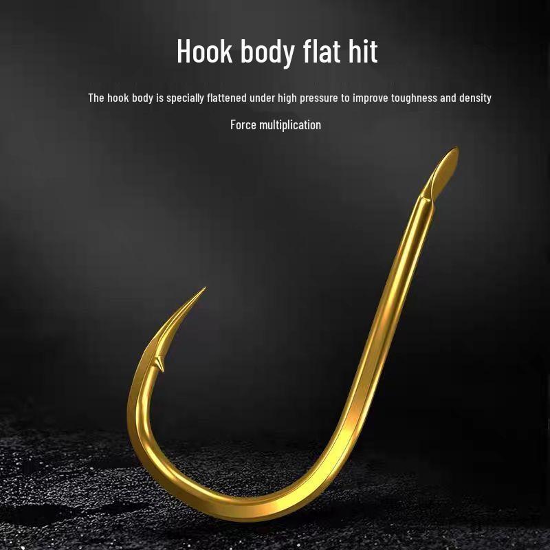 Jīn Qiān Yòu Barbed Fishing Hooks: Crooked Mouth, Flat Head, Thin Shank, Reinforced for Grass Carp