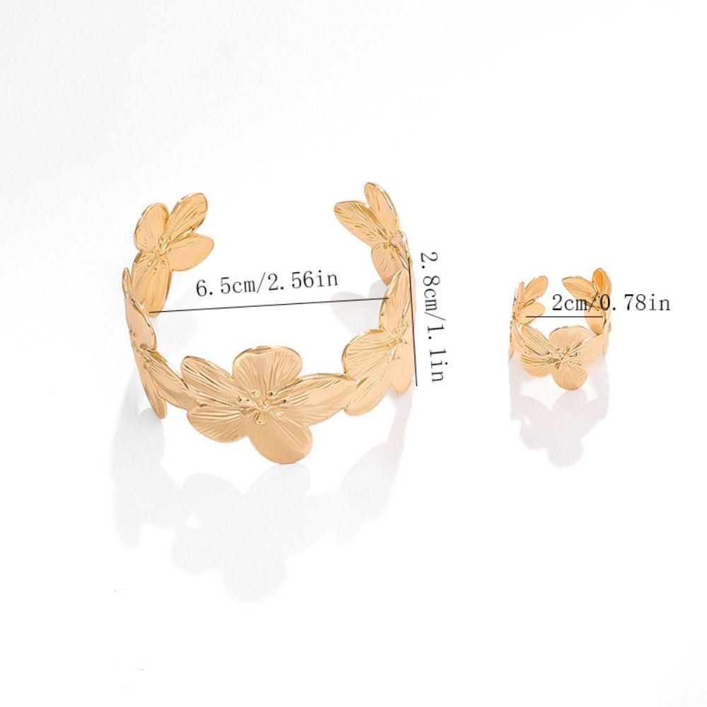 6Pcs Vintage Flower Jewelry Set Zinc Zinc Alloy Women Jewelry Suit Necklace Earrings Bracelet Set  Wedding