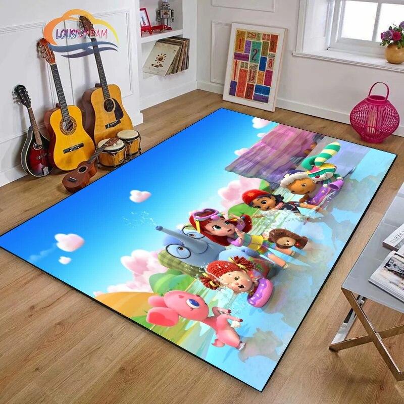 3D Printing Rainbow Ruby Series Carpet Lulu and Bear Cartoon Living Room Bedroom Non-slip Rug Soft Play Area Floor Mat Girl Gift