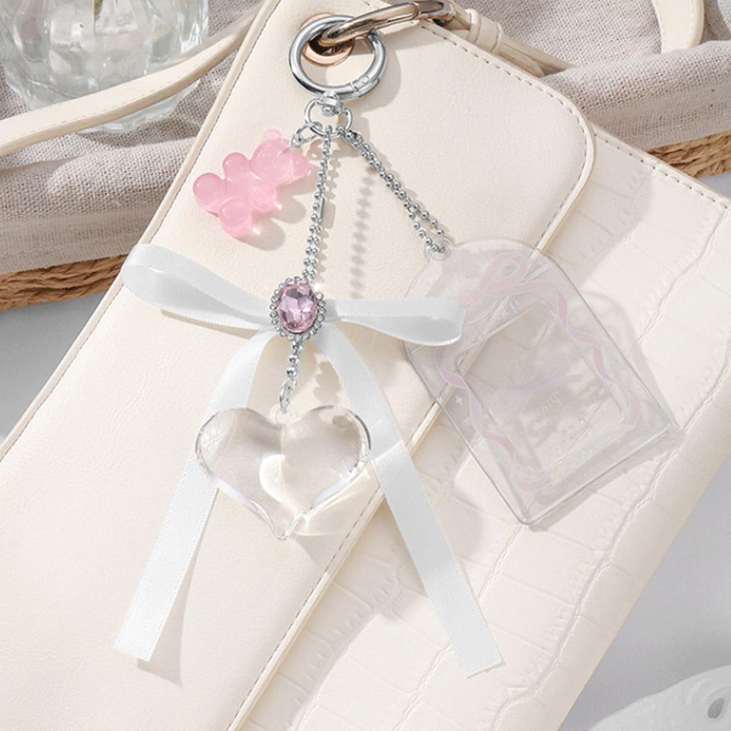 Lightweight Heart Keychain Beaded Keyring Ornament With DIY Bead Design For Students And Office Professionals