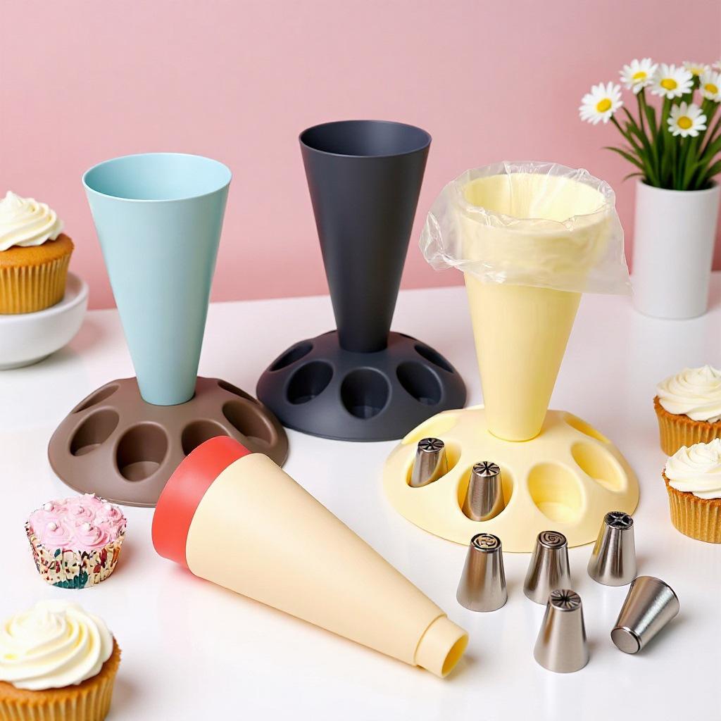 Silicone Icing Tip Holder & Cream Bag Storage Rack - Detachable Multifunctional Tool.
