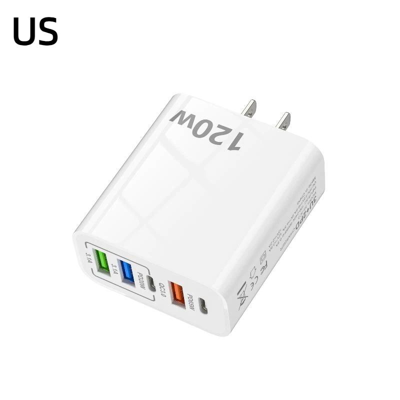 120W Fast Wall Charger With 3 Usb Qc30 Ports 2 Pd Fast Charging Ports For Travel Home Office Charging Phones Tablets Laptops