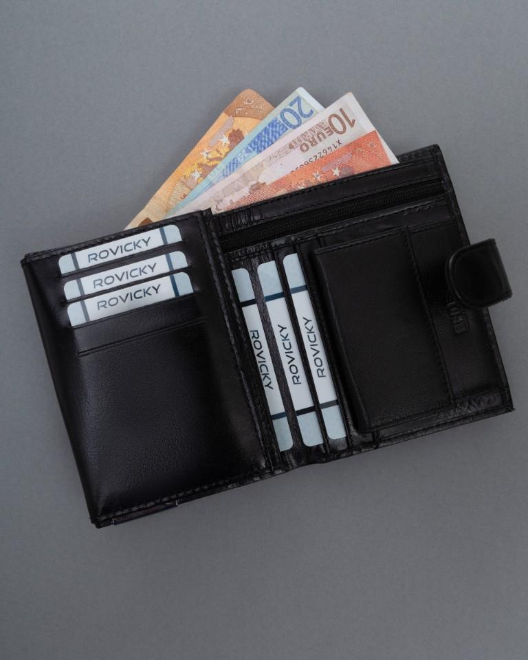 Carteira de Couro Masculina RM-06L-BCF-BP-9564 Preta